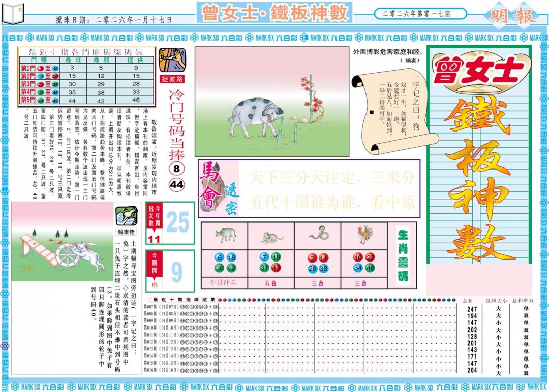 017期曾女士铁板神数A[图]