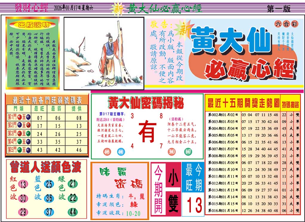 017期黄大仙必赢心经A[图]