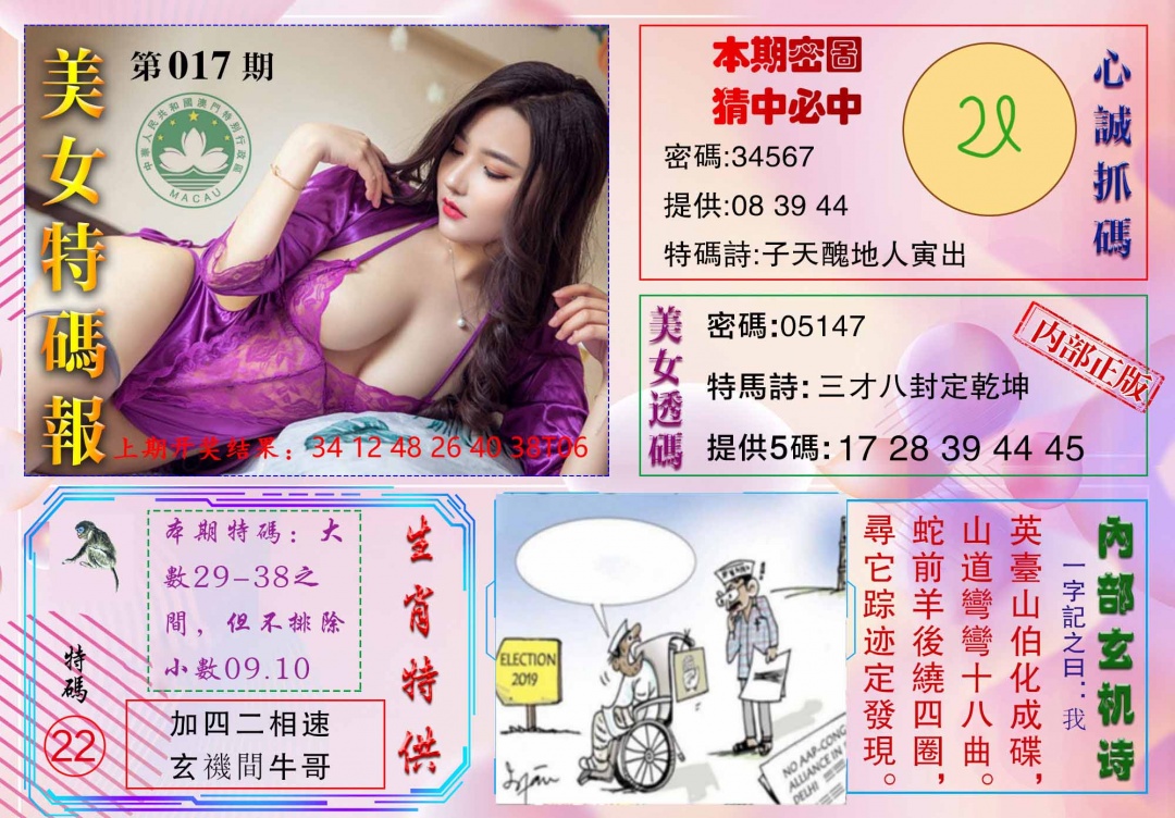 017期美女特码报[图]