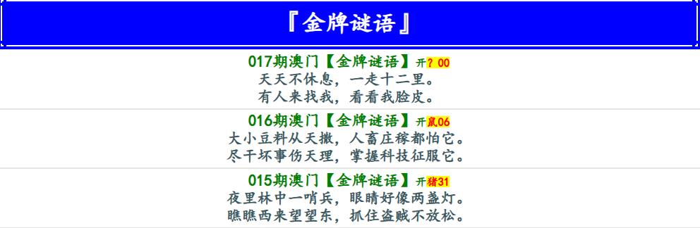017期金牌谜语[图]
