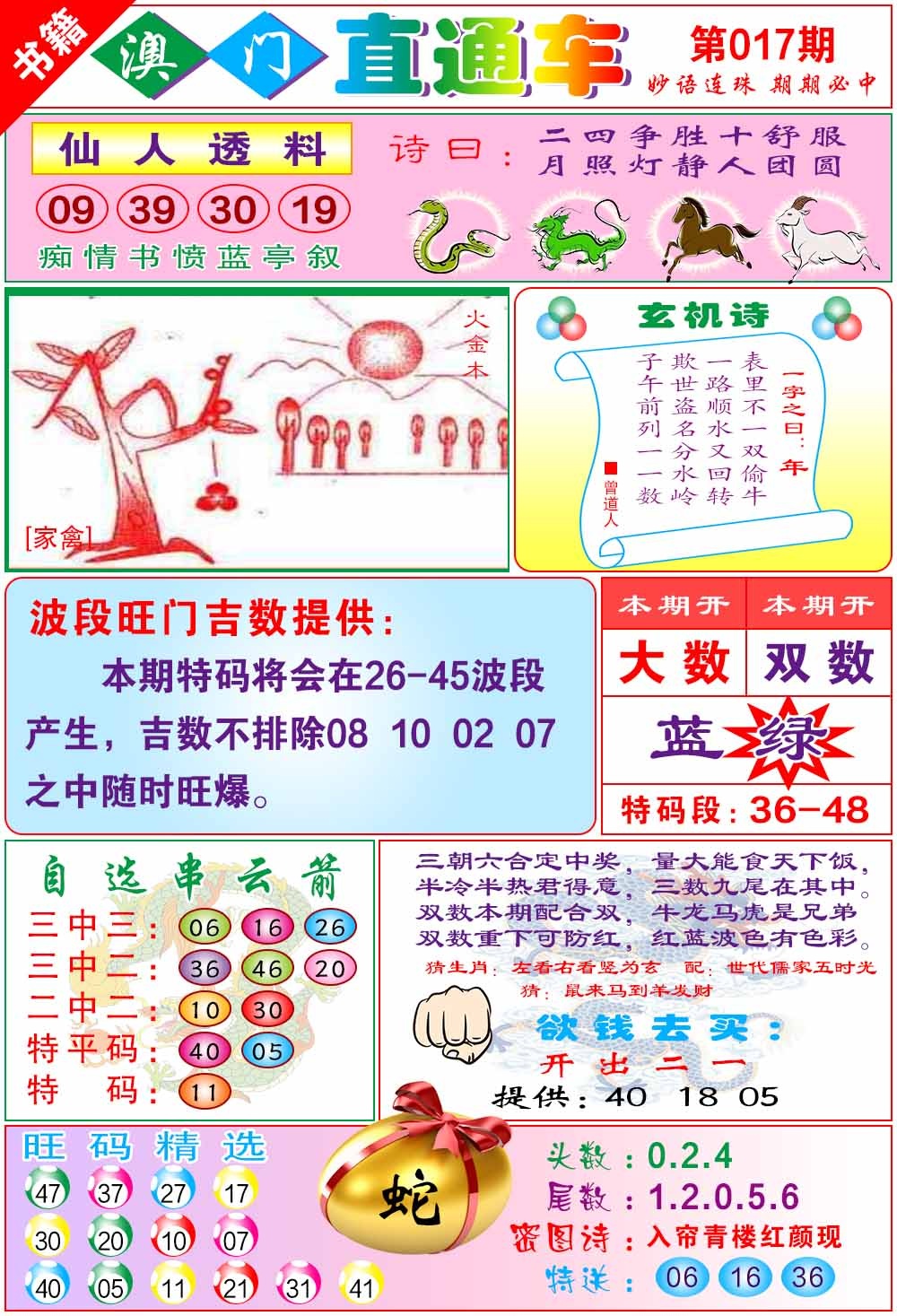 017期白姐直通车[图]