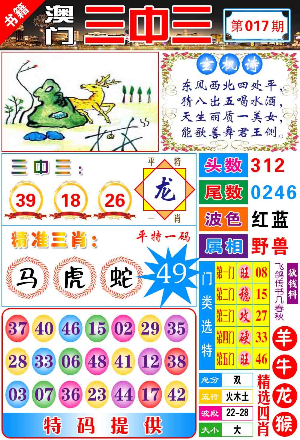 017期澳门宝典三中三[图]