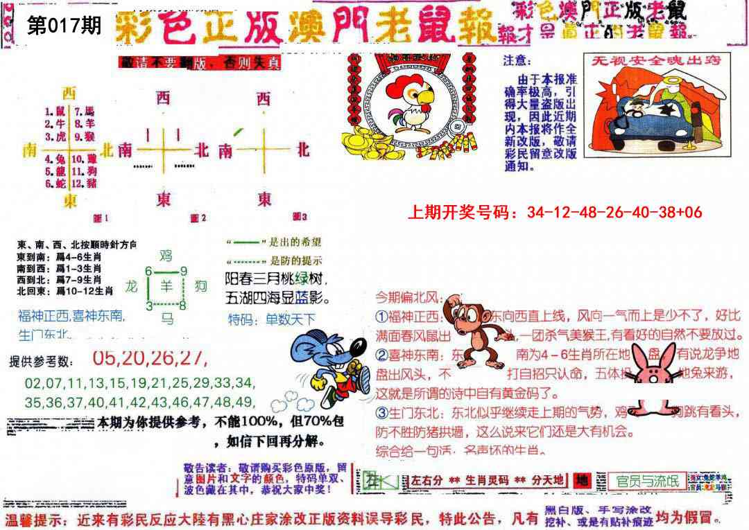 017期彩色正版澳门老鼠报[图]
